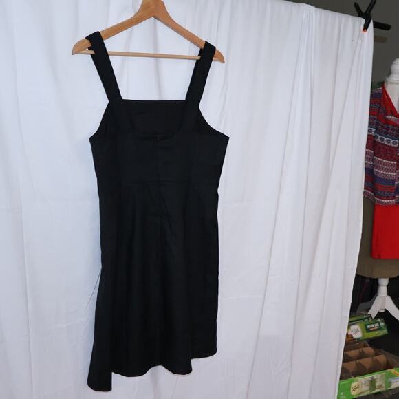 J Crew NWOT Biostretch Linen Blend Black A Line Dress Size 8 Sleeveless Straps - Picture 8 of 11